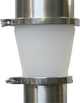 The Conical Flexiduct is ideal for transfering powders when the outlet and inlet are of different sizes